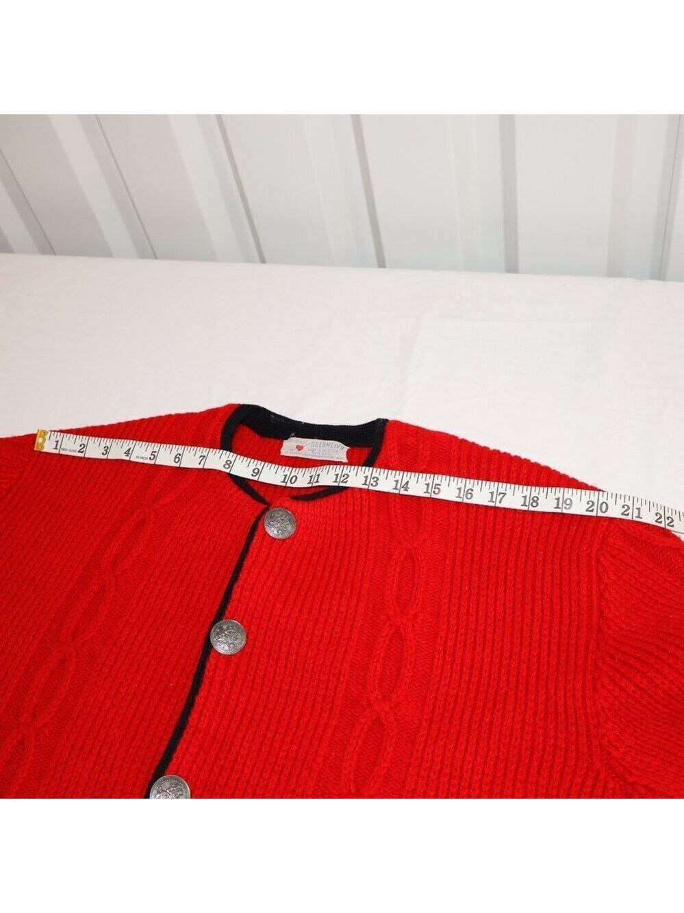 Original Obermeyer Vintage Cardigan Ski Sweater Red Button Front 1960's Large? - Picture 9 of 11